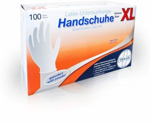 Handschuhe Einmal Latex Gepudert Xl 100 Stück