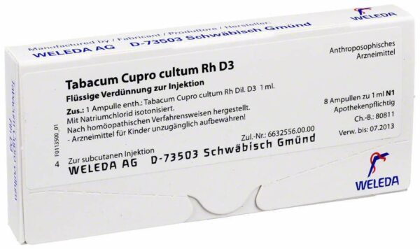 Tabacum Cupro Cultum Rh D 3 Weleda 8 X 1 ml Ampullen