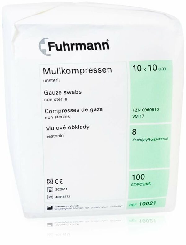 Mullkompressen 10 X 10 cm Unsteril 8fach 100 Stück