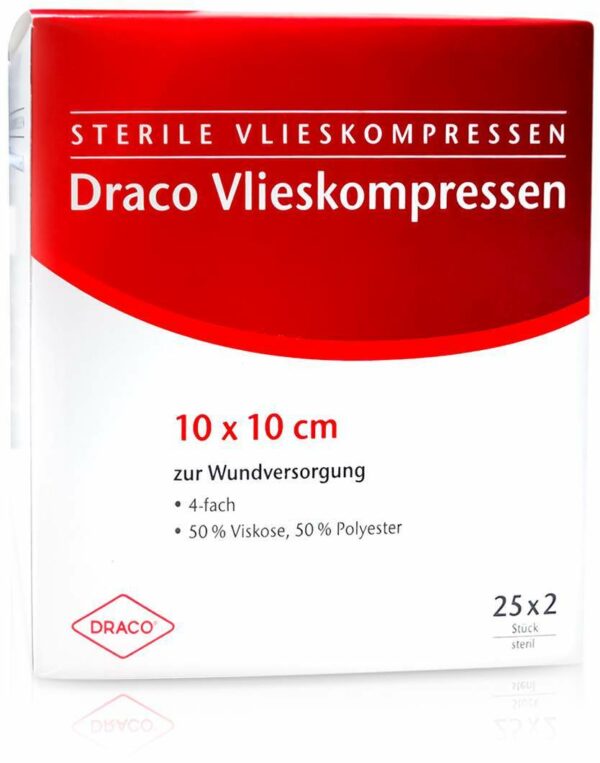 Vliesstoff Kompressen 10 X 10 cm Steril 4-Fach 25 X 2 Stück