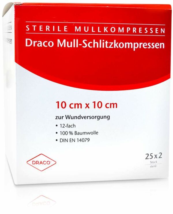 Schlitzkompressen Mull 10x10cm 12fach Steril