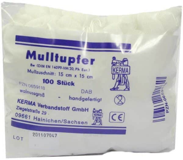 Mulltupfer 15 X 15 cm Walnussgroß Unsteril 100 Tupfer