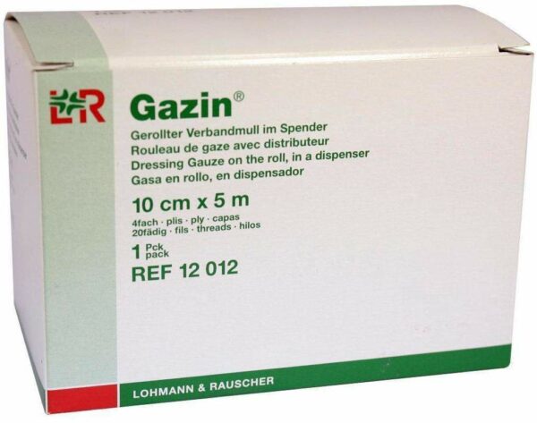 Gazin Verbandmull 5 M X 10 cm 4fach Gerollt 1 Stück