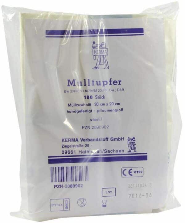 Mulltupfer 20 X 20 cm Pflaumengroß Steril 100 Tupfer