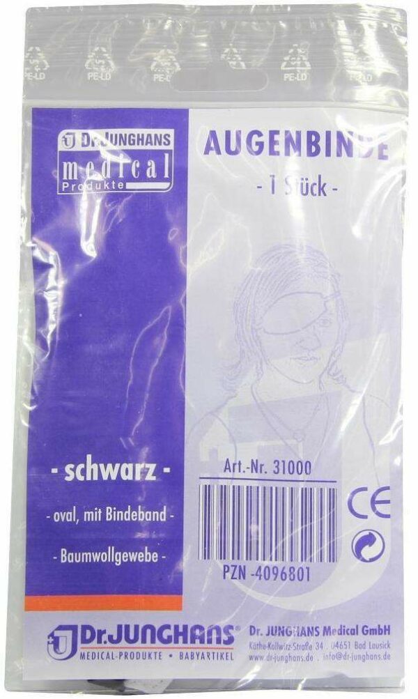 Augenbinde Oval Mit Bindeband Schwarz