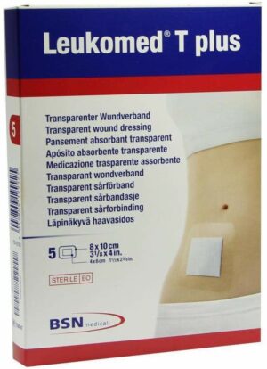 Leukomed Transparent Plus Sterile Pflaster 8 X 10 cm 5 Pflaster