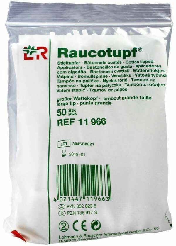 Raucotupf 50 Stieltupfer Großer Wattekopf