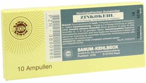 Zinkokehl D 4 10 X 2 ml Ampullen