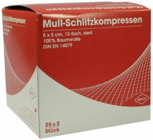 Schlitzkompressen Mull 5x5cm 12fach Steril