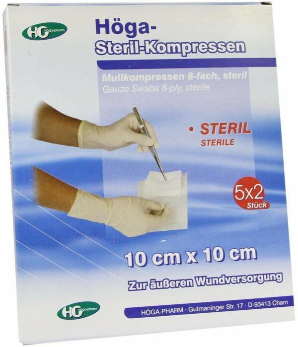 Höga Steril 5 X 2 Kompressen 10 X 10 cm 8fach