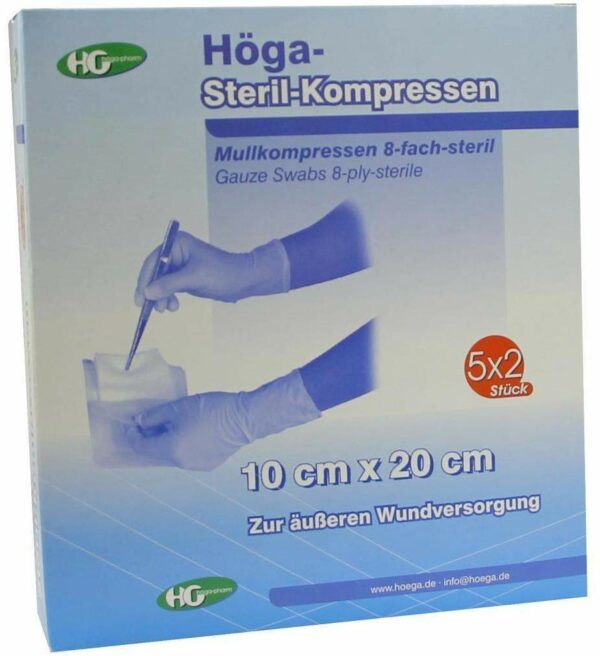 Höga Steril Kompressen 10 X 20 cm 8fach 5 X 2 Kompressen