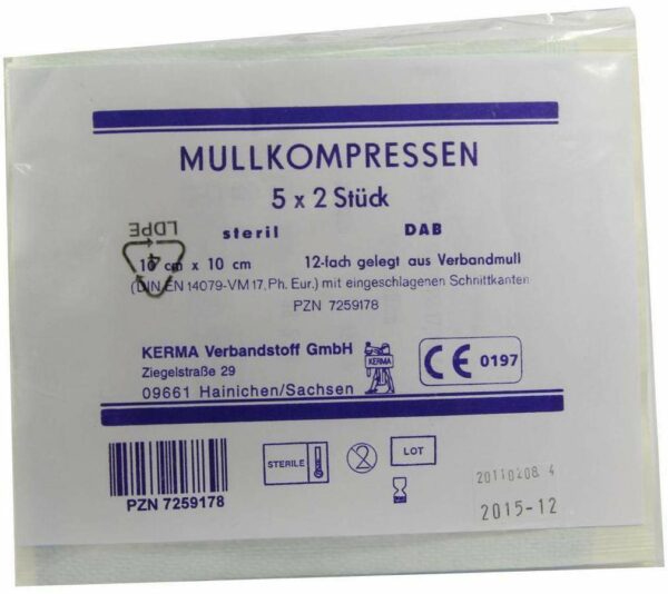 Mullkompressen Bw 10 X 10 cm 12 -Fach Steril 5 X 2 Kompressen