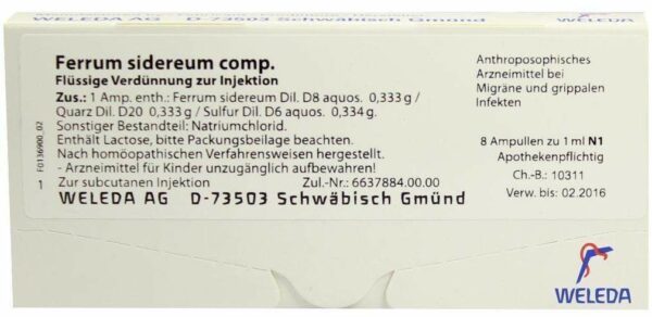 Ferrum Sidereum Comp. Weleda 8 X 1 ml Ampullen