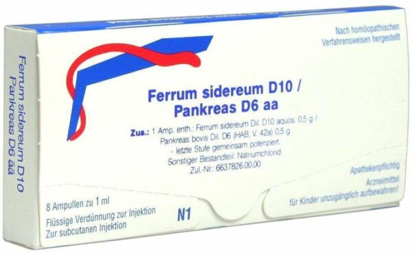 Ferrum Sidereum D 10 Pankreas D 6 Aa Weleda 8 X 1 ml Ampullen