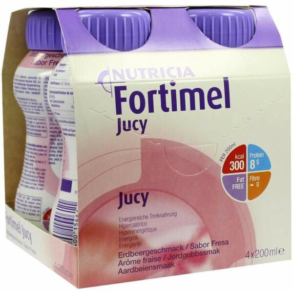 Fortimel Jucy Erdbeergeschmack 4 X 200 ml Trinkflasche