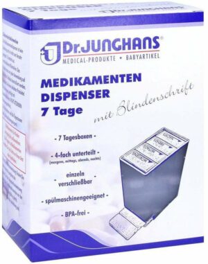 Medikamenten Dispenser 7 Tage Weiß Transparent Blindenschrift 1...