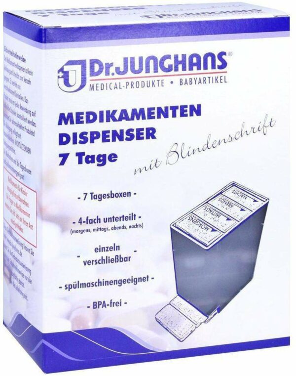 Medikamenten Dispenser 7 Tage Weiß Transparent Blindenschrift 1...