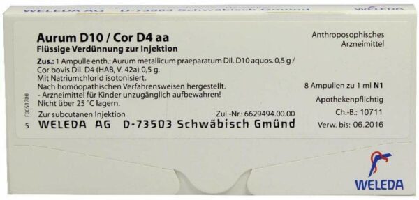 Aurum D 10 Cor D 4 Aa Weleda 8 X 1 ml Ampullen