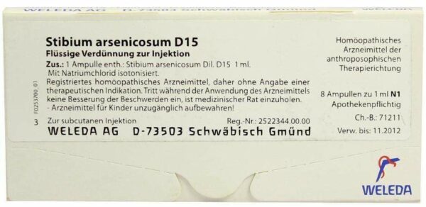 Stibium Arsenicosum D 15 Weleda 8 X 1 ml Ampullen