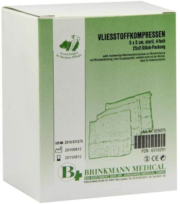 Vliesstoff Kompressen 5 X 5 cm Steril 4fach 25 X 2 Stück