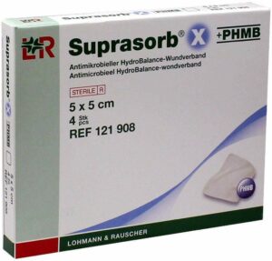 Suprasorb X + Phmb Hydrobalance Wundverb. 5 X 5 cm 4 Stück