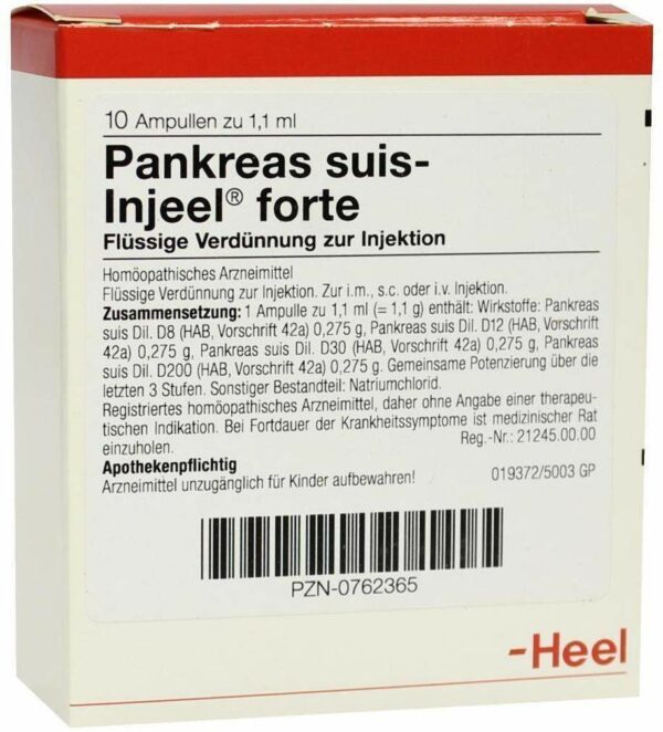 Heel Pankreas Suis Injeele Forte 10 Ampullen