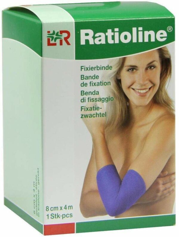 Ratioline Acute Fixierbinde Kohaesiv 8 cm X 4 M Blau 1 Rolle