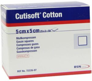 Cutisoft Cotton Kompresse 5x5cm Steril 12fach 25 X 2 Kompressen