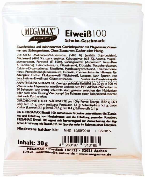 Megamax Eiweiß 100 Schoko 30 G Pulver