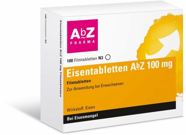 Eisentabletten Abz 100 mg 100 Filmtabletten