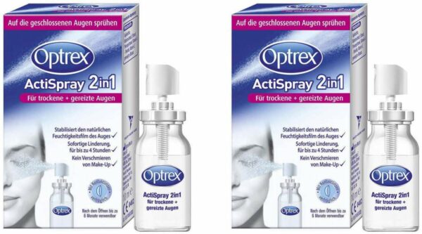 Sparset Optrex ActiSpray 2in1 2 x 10 ml für trockene + gereizte Augen