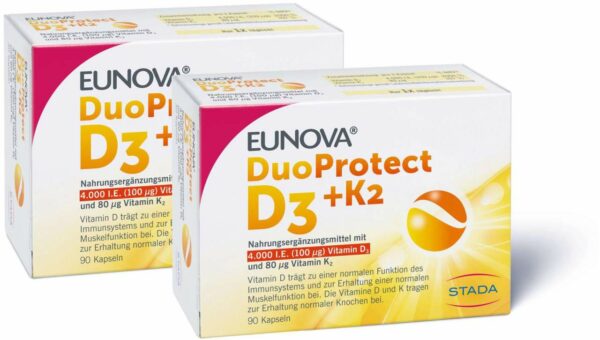 Eunova DuoProtect D3 + K2 4000 I.E. 2 x 90 Kapseln