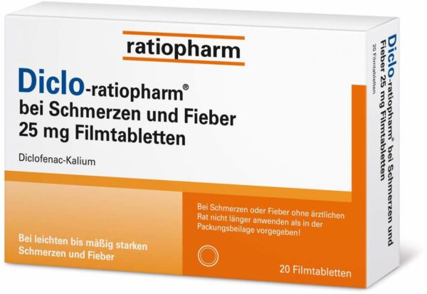 Diclo-ratiopharm bei Schmerzen und Fieber 25 mg 20 Filmtabletten