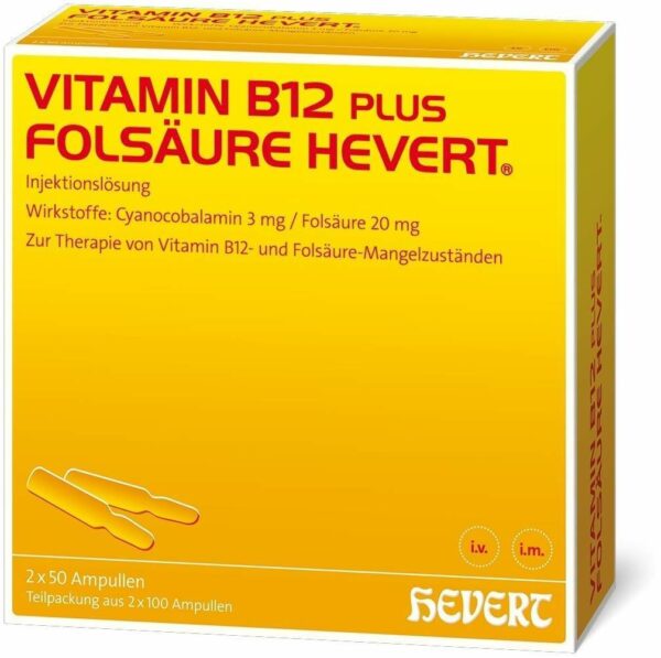 Vitamin B12 Plus Folsäure Hevert á 2 ml 2 X 100 ml Ampullen