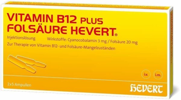 Vitamin B 12 Plus Folsäure Hevert 2 ml 5 Ampullenpaare