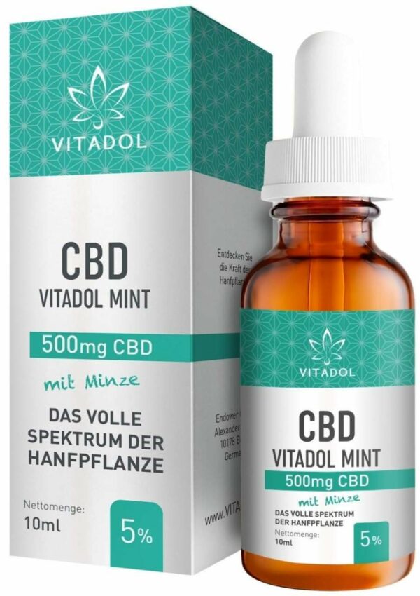 CBD 5 % Bio Hanfextrakt Öl Vitadol mint 10 ml