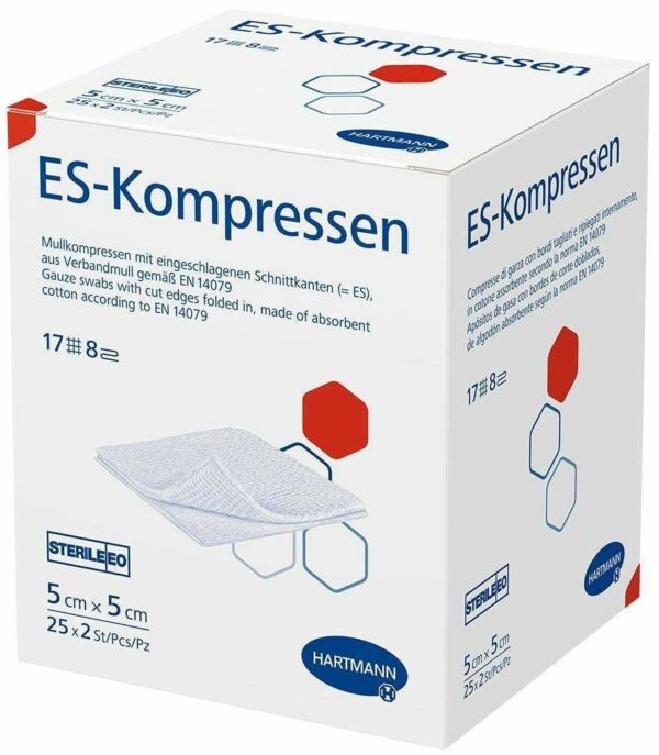 Es-Kompressen Steril 5 X 5 cm 8fach 25 X 2 Stück