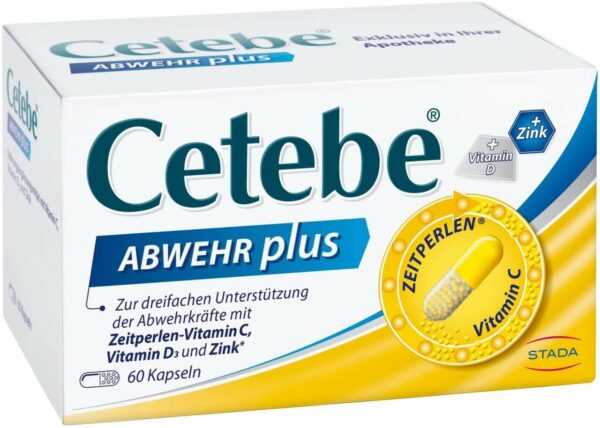 Cetebe Abwehr plus Vitamin C+Vitamin D3+ Zink 60 Kapseln