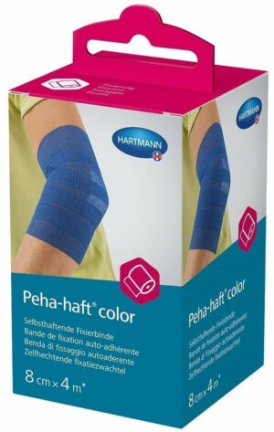 Peha Haft Color 1 Fixierbinde Latexfrei 8 cm X 4 M Blau