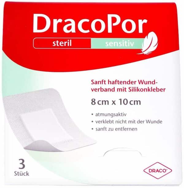 Dracopor Sensitiv 8x10 cm Steril M.Silikonkleber