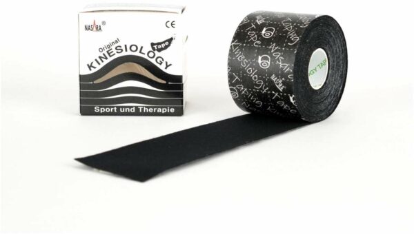 Nasara Kinesiologie Tape 5 cm X 5 M Schwarz 1 Rolle