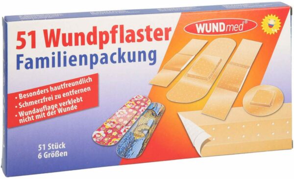 Wundpflaster Familienpackung 6 Größen 51 Stück