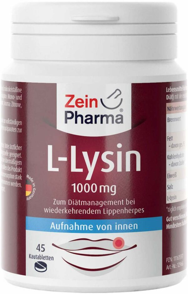 L-Lysin 1000 mg Zitrone 45 Kautabletten