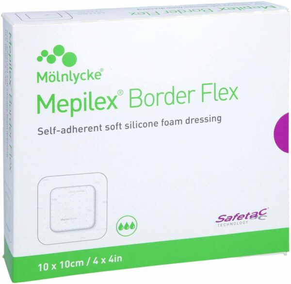 Mepilex Border Flex Schaumverband Haftend 10 X 10 cm 10 Stück