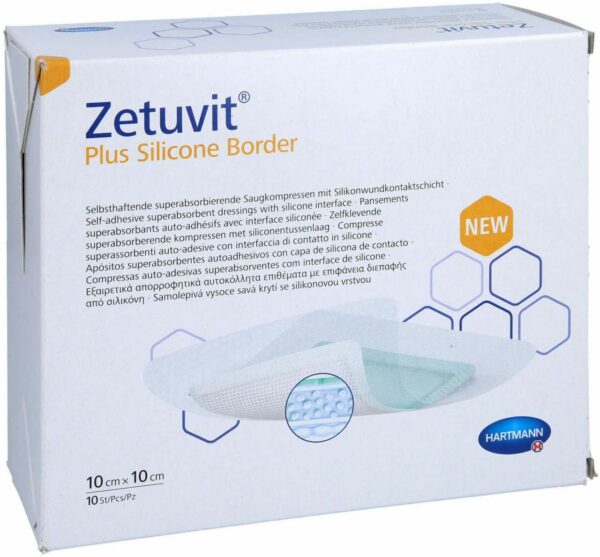 Zetuvit Plus Silicone Border Steril 10 X 10 cm 10 Stück