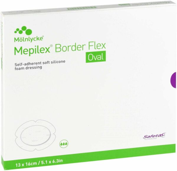 Mepilex Border Flex Schaumverband Haftend 13 X 16 cm Oval 5 Stück