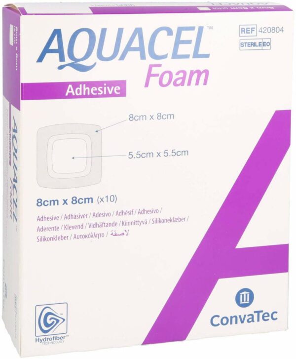 Aquacel Foam Adhäsiv 8 X 8 cm Verband 10  Stk