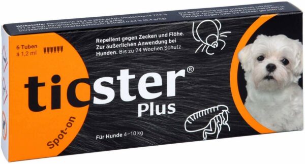 Ticster Plus Spot-On Lsg.Z.Auftropf.F.Hund 4 - 10 KG 6 Stk