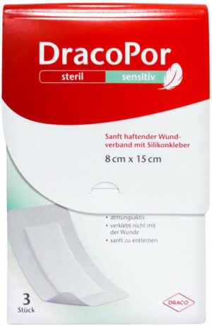 Dracopor Sensitiv 8x15 cm Steril M.Silikonkleber