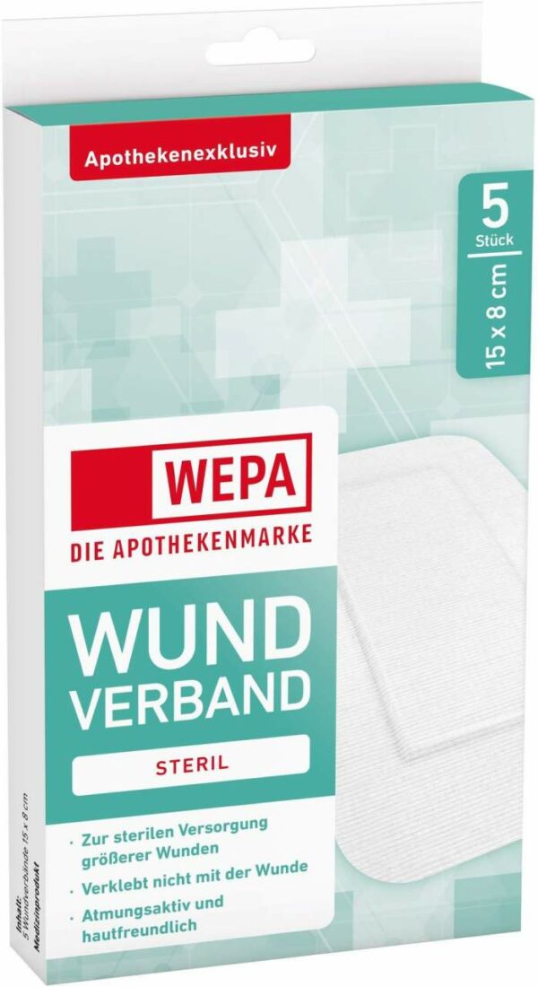 Wepa Wundverband 8 X 15 cm Steril 5 Stück